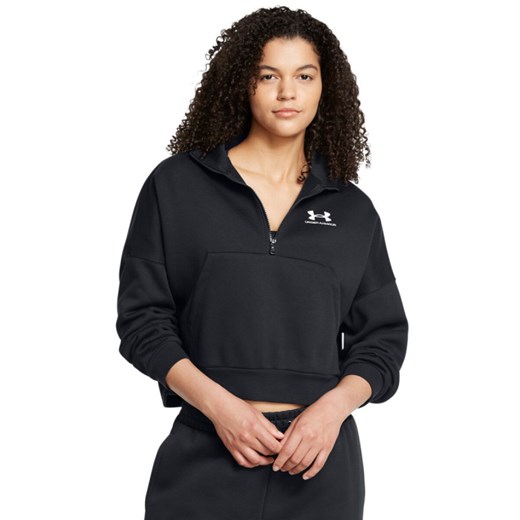 Damska bluza dresowa Under Armour UA Icon Fleece OS HZ - czarna ze sklepu Sportstylestory.com w kategorii Bluzy damskie - zdjęcie 178981213