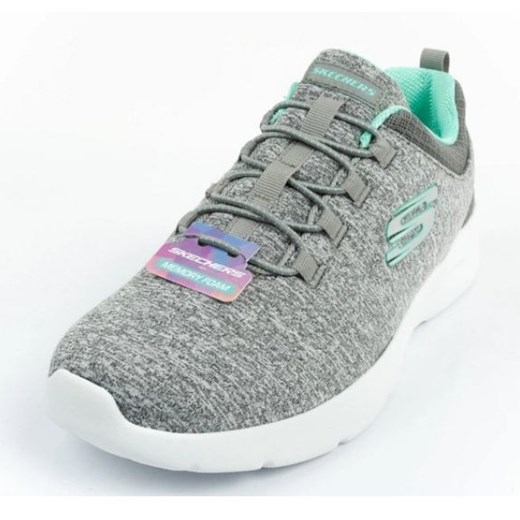 Buty sportowe damskie Skechers sznurowane płaskie szare