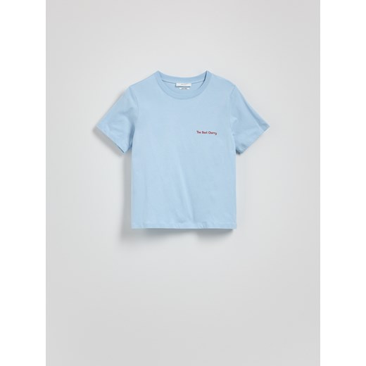 Reserved - T-shirt regular z nadrukiem na plecach - jasnoniebieski Reserved M Reserved