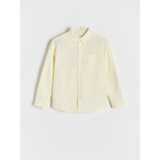 Reserved - Koszula oversize z domieszką lnu - jasnożółty Reserved 146 (10 lat) Reserved
