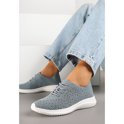Niebieskie Sneakersy z Ażurową Cholewką Grellio ze sklepu born2be.pl w kategorii Buty sportowe damskie - zdjęcie 178989714