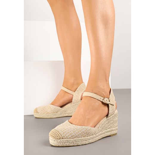 Ciemnobeżowe Sandały w Stylu Espadryli na Plecionym Koturnie Reflara ze sklepu born2be.pl w kategorii Espadryle damskie - zdjęcie 178989774
