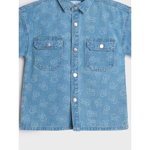 Sinsay - Koszula jeansowa z krótkim rękawem - niebieski Sinsay 98 Sinsay