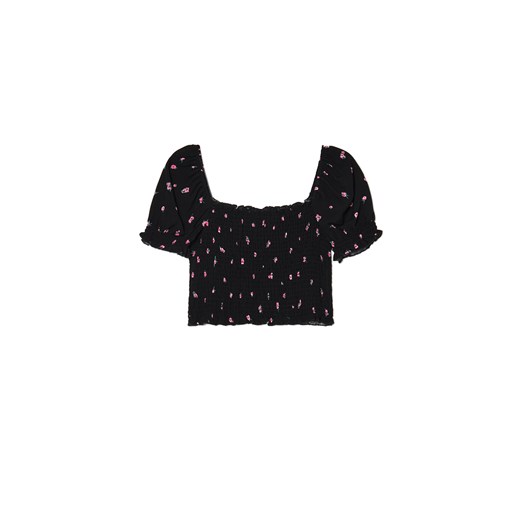 Cropp - Czarny top w kwiatki - czarny ze sklepu Cropp w kategorii Bluzki damskie - zdjęcie 178992810