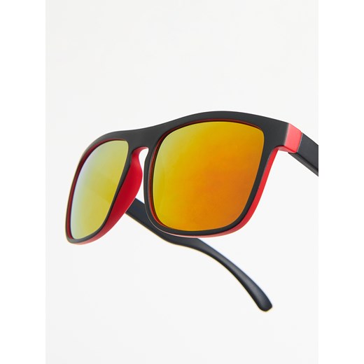 Cropp - Czerwono-czarne okulary przeciwsłoneczne wayfarer - czerwony Cropp Uniwersalny Cropp