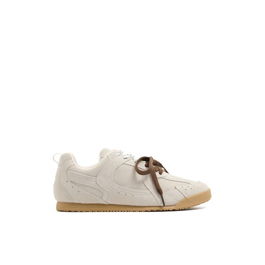 Cropp - Skórzane buty sneakersy - beżowy ze sklepu Cropp w kategorii Półbuty damskie - zdjęcie 178992833