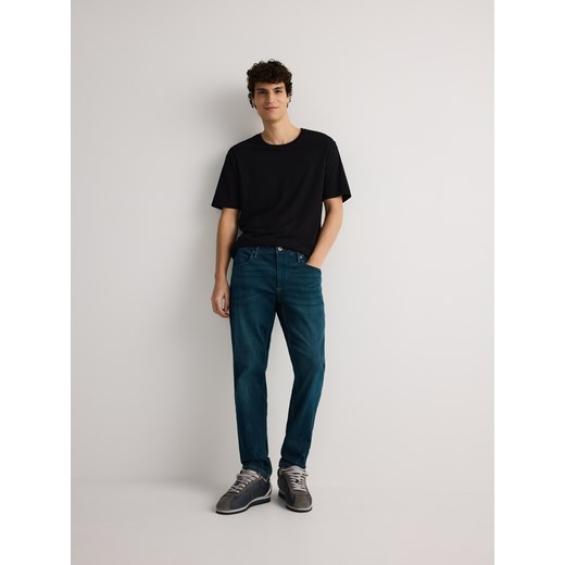 Reserved - Jeansy slim z efektem sprania - indigo jeans Reserved 32 Reserved