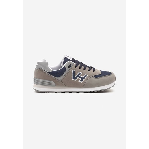 Szare Buty Sportowe Sneakersy z Geometryczną Aplikacją Revensa ze sklepu born2be.pl w kategorii Buty sportowe męskie - zdjęcie 178993912