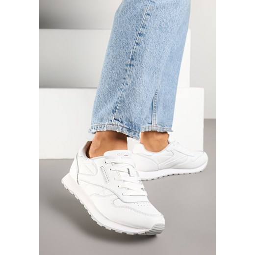 Białe Klasyczne Sneakersy ze Skóry Naturalnej Xirivis ze sklepu born2be.pl w kategorii Buty sportowe damskie - zdjęcie 178993982