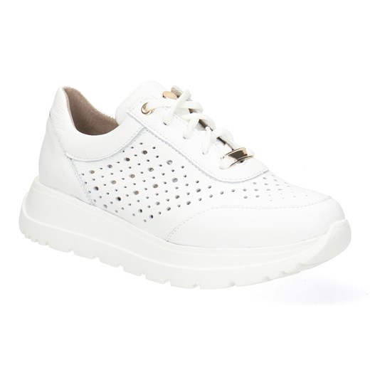Skórzane Sneakersy Damskie Biały Verona Perforowane Pollonus 5-1732-003 ze sklepu butyolivier w kategorii Buty sportowe damskie - zdjęcie 178994093