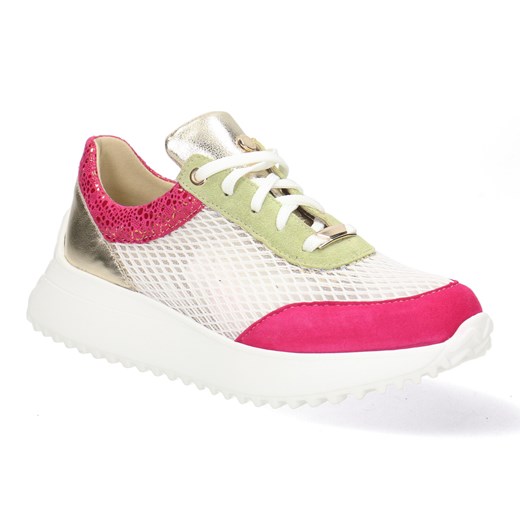 Skórzane Sneakersy Damskie Biały/Fuksja Pollonus 5-1733-002 ze sklepu butyolivier w kategorii Buty sportowe damskie - zdjęcie 178994101