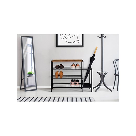 IDOMYA Essentials Regał &quot;Elize&quot; w kolorze jasnobrązowo-czarnym na buty - 80 x 60 x 30 cm ze sklepu Limango Polska w kategorii Szafy - zdjęcie 178994524