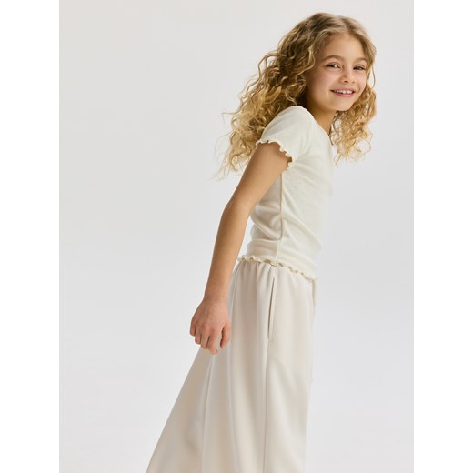 Reserved - Ażurowy t-shirt - złamana biel Reserved 122 (6-7 lat) Reserved