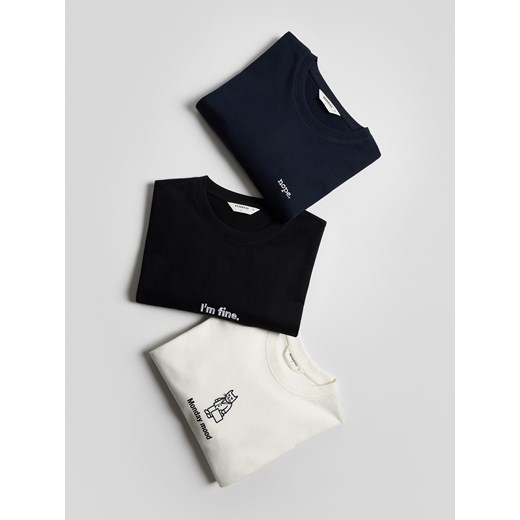 Reserved - T-shirt regular z nadrukiem - czarny Reserved L Reserved