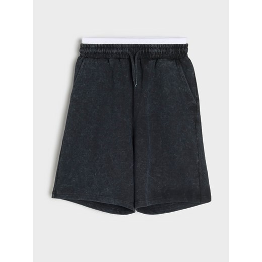 Sinsay - Dresowe szorty z efektem acid wash - czarny Sinsay 152 Sinsay