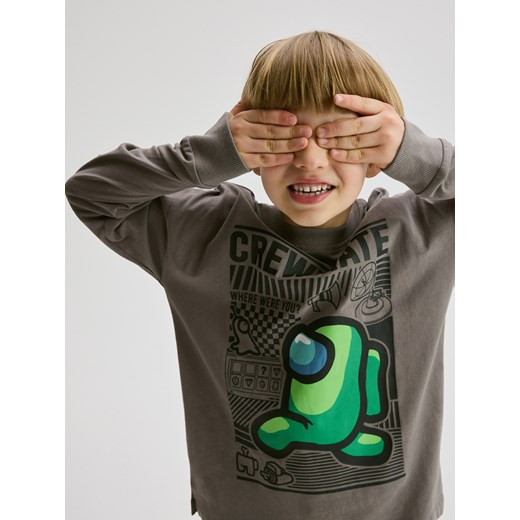 Reserved - Longsleeve Among Us - ciemnoszary ze sklepu Reserved w kategorii T-shirty chłopięce - zdjęcie 178999254