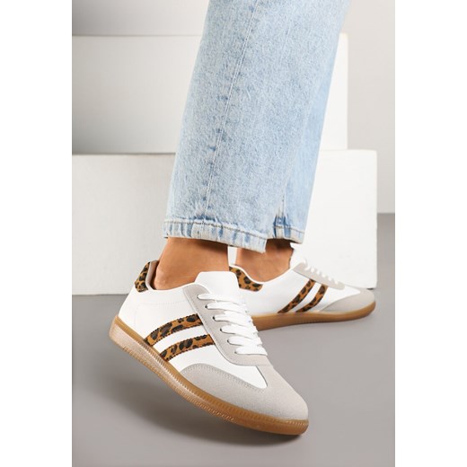 Biało-Panterkowe Sneakersy Typu Kultowe Tenisówki Zdobione Przeszyciami Remiana ze sklepu renee.pl w kategorii Buty sportowe damskie - zdjęcie 178999293