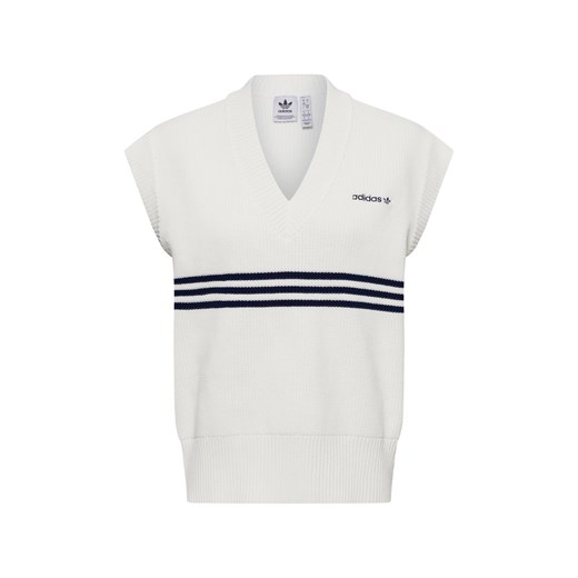 adidas Originals Sweter damski - kamizelka dzianinowa Kobiety biały jednolity ze sklepu vangraaf w kategorii Kamizelki damskie - zdjęcie 178999484