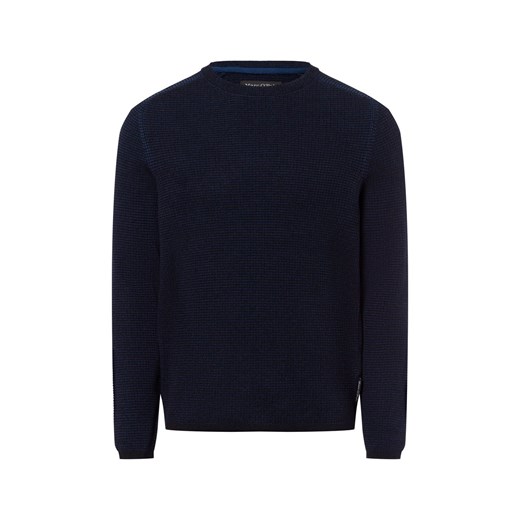 Marc O'Polo Męski sweter z dzianiny Mężczyźni Bawełna granatowy jednolity ze sklepu vangraaf w kategorii Swetry męskie - zdjęcie 178999500