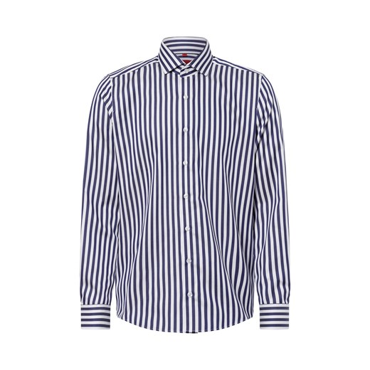 Finshley & Harding Męska koszula biznesowa - non-iron Mężczyźni Slim Fit Bawełna granatowy w paski ze sklepu vangraaf w kategorii Koszule męskie - zdjęcie 178999521