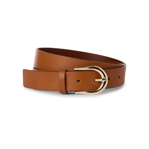 BOSS Damski pasek skórzany - Carol Kobiety skóra nugatowy jednolity ze sklepu vangraaf w kategorii Paski damskie - zdjęcie 178999582