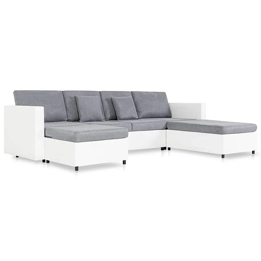 4-osobowa rozkładana biała sofa z jasnoszarymi poduszkami - Umika 4Q ze sklepu Edinos.pl w kategorii Narożniki - zdjęcie 179002531