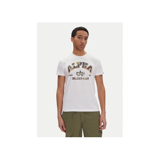 Alpha Industries T-Shirt Small Logo 146511 Biały Regular Fit ze sklepu MODIVO w kategorii T-shirty męskie - zdjęcie 179003744