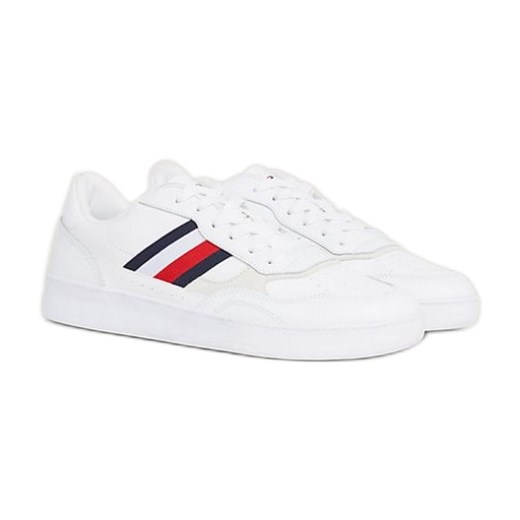 Buty Tommy Hilfiger Court Cupsole Retro Lth Stripes M FM0FM04828YBS białe ze sklepu ButyModne.pl w kategorii Trampki męskie - zdjęcie 179005360