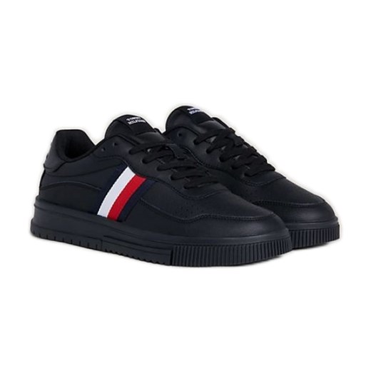 Buty Tommy Hilfiger Supercup Leather Stripes M FM0FM048240GQ czarne ze sklepu ButyModne.pl w kategorii Buty sportowe męskie - zdjęcie 179005361