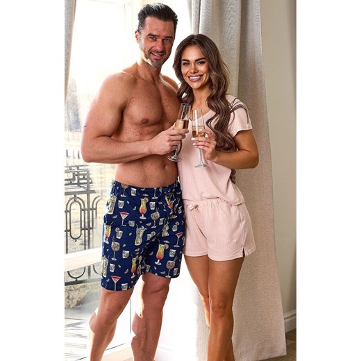 Bawełniane spodenki piżamowe męskie 698/23, Kolor granatowy-wzór, Rozmiar S, Cornette ze sklepu Intymna w kategorii Piżamy męskie - zdjęcie 179005940