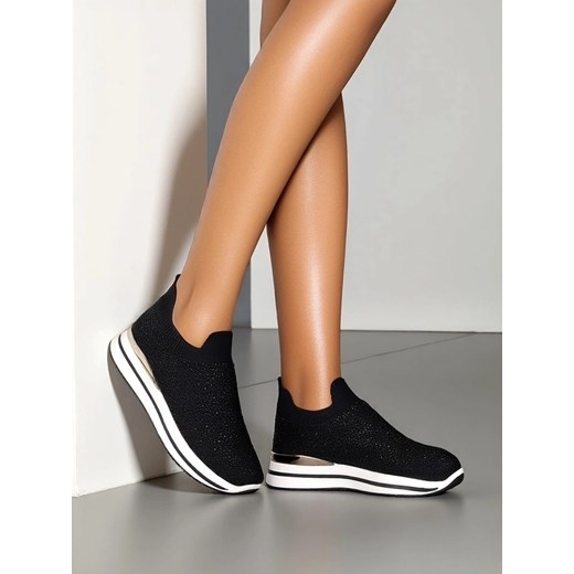 Royalfashion Wsuwane damskie materiałowe buty sportowe z cyrkoniami Adeq Royalfashion.pl 36 royalfashion.pl wyprzedaż