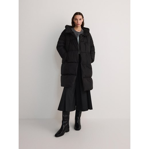 Reserved - Pikowana kurtka z kapturem - czarny Reserved M okazyjna cena Reserved