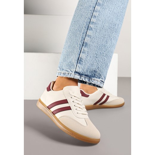 Beżowo-Bordowe Sneakersy Typu Kultowe Tenisówki Zdobione Przeszyciami Remiana ze sklepu renee.pl w kategorii Buty sportowe damskie - zdjęcie 179009692