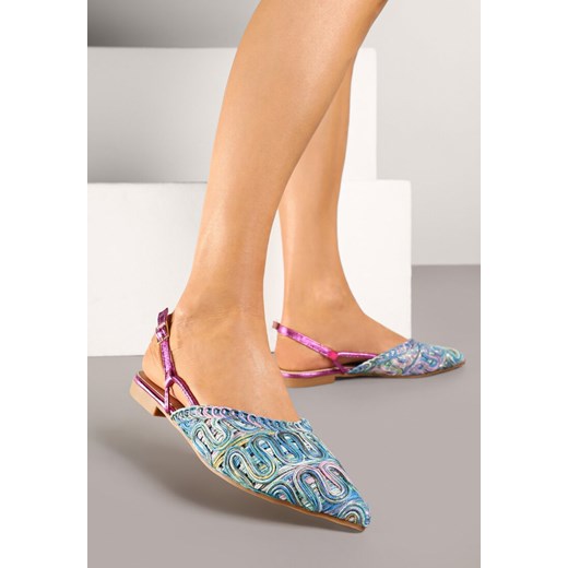 Niebieskie Sandały Slingback Vices z Metalicznymi Zdobieniami Janavie ze sklepu renee.pl w kategorii Balerinki - zdjęcie 179010981