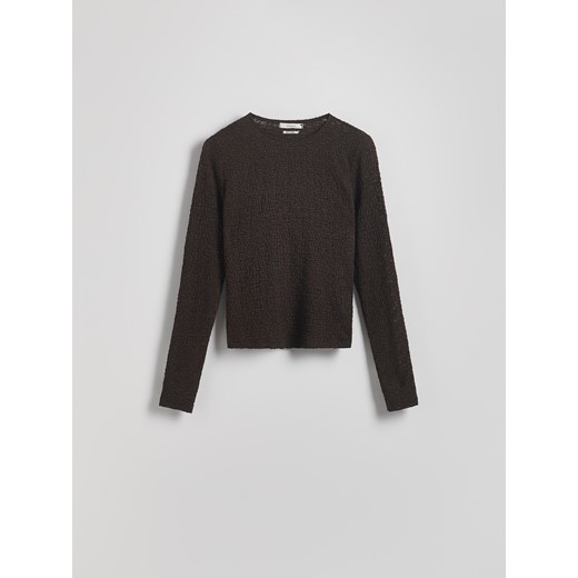 Reserved - Kreszowana bluzka - ciemnobrązowy Reserved M Reserved