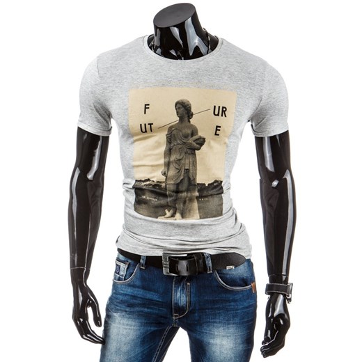 Koszulka męska z krótkim rękawem (rx1452) - Szary dstreet bialy bawełna