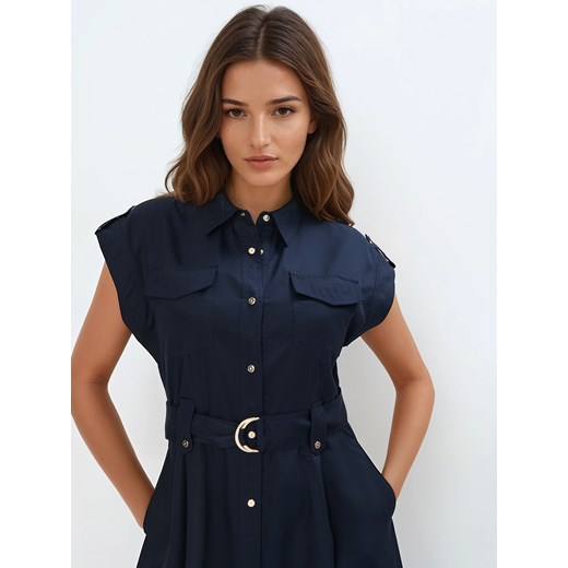 Sukienka Mohito granatowa koszulowa midi 