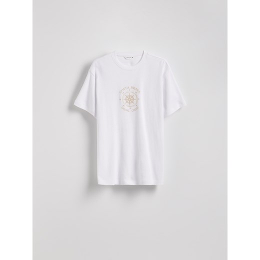 Reserved - T-shirt regular z nadrukiem - biały Reserved M Reserved