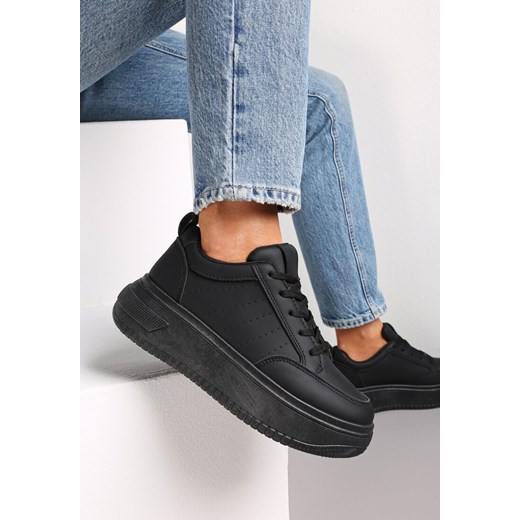 Czarne Sneakersy Sznurowane na Platformie Kior ze sklepu renee.pl w kategorii Buty sportowe damskie - zdjęcie 179017432