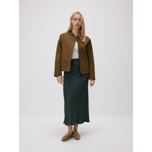Reserved - Satynowa spódnica midi - ciemnozielony ze sklepu Reserved w kategorii Spódnice - zdjęcie 179019244