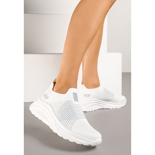 Biało-Szare Buty Sportowe Sneakersy na Tłoczonej Platformie z Elastyczną Cholewką Velmio ze sklepu renee.pl w kategorii Buty sportowe damskie - zdjęcie 179020560