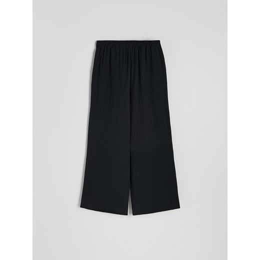 Reserved - Szerokie spodnie z muślinu - czarny Reserved S Reserved