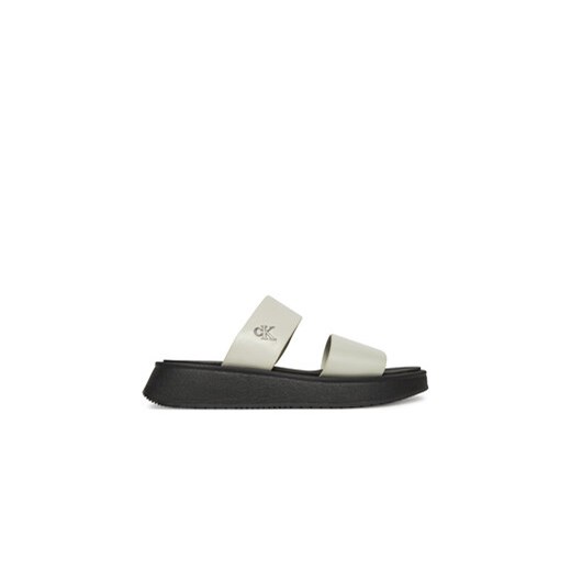 Calvin Klein Jeans Klapki Sandal Slide Double Strap YW0YW01694 Biały ze sklepu MODIVO w kategorii Klapki damskie - zdjęcie 179024873