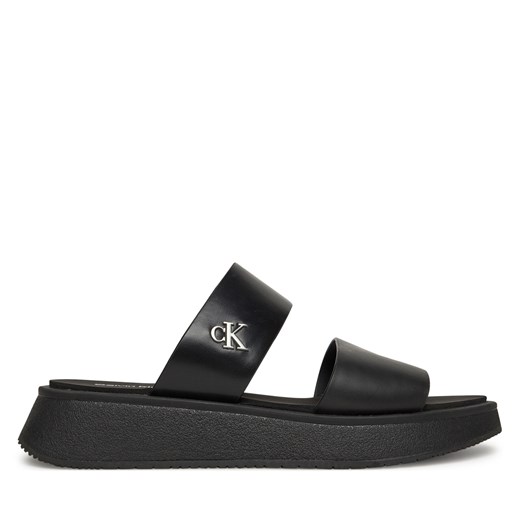 Klapki Calvin Klein Jeans Sandal Slide Double Strap YW0YW01694 Czarny ze sklepu eobuwie.pl w kategorii Klapki damskie - zdjęcie 179025760