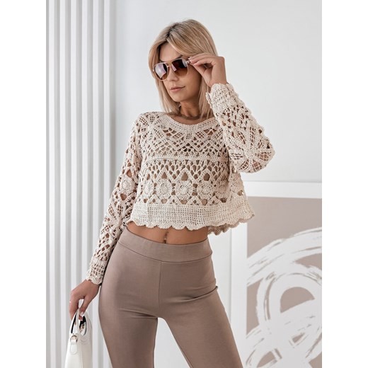 sweter jouanna beżowy one size ze sklepu UBRA w kategorii Swetry damskie - zdjęcie 179027244