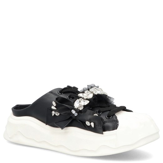 Klapki w stylu sneakersów - SCAVIOLA S-327 CZARNE ze sklepu Tymoteo.pl - sklep obuwniczy w kategorii Klapki damskie - zdjęcie 179027724
