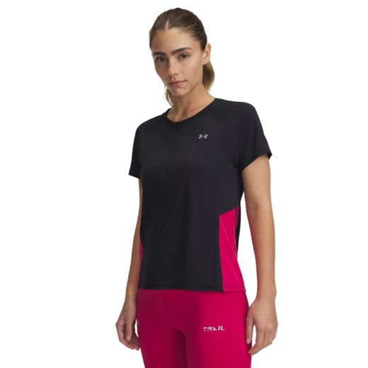 Damska koszulka do biegania Under Armour UA Trail Run Zip SS - czarna ze sklepu Sportstylestory.com w kategorii Bluzki damskie - zdjęcie 179028151