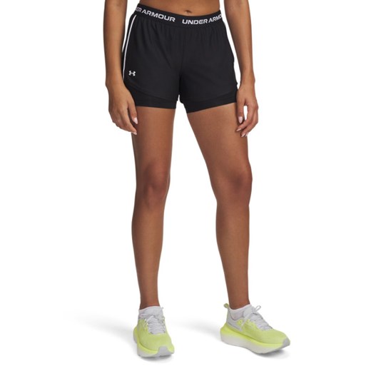 Damskie spodenki treningowe Under Armour Tech Play Up 2in1 Shorts - czarne ze sklepu Sportstylestory.com w kategorii Szorty - zdjęcie 179028183