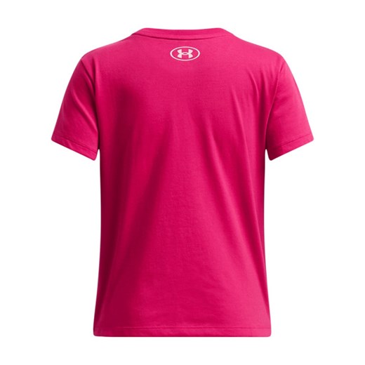 Dziewczęcy t-shirt z nadrukiem Under Armour UA Big Logo SS - różowy ze sklepu Sportstylestory.com w kategorii Bluzki dziewczęce - zdjęcie 179028231