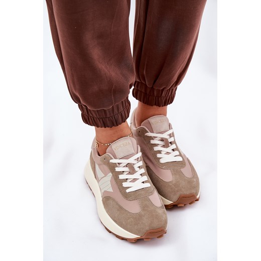 Buty Sportowe Damskie Zamszowe Platforma Beżowe Vinceza 66720 ze sklepu ZAZOO w kategorii Buty sportowe damskie - zdjęcie 179028543